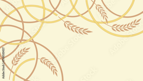 Minimalist background with abstract circular lines and stylized wheat ears in soft earthy tones