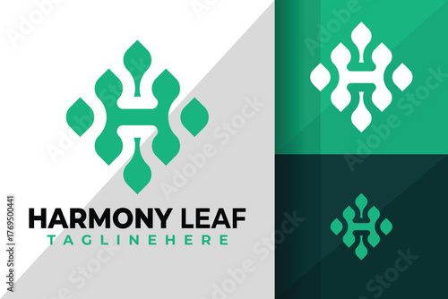 Letter H Harmony Leaf Logo Icon Vector Design Illustration