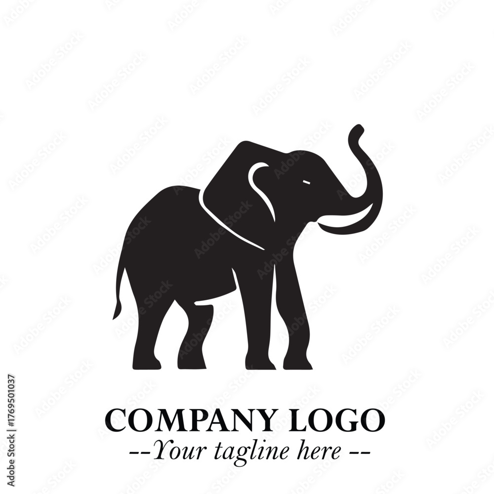 Obraz premium Majestic Elephant Logo Symbol in Black on White Background with Elegant Minimalist Modern Design