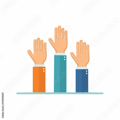Raised hands, abstract illustration of voting, election, choice, decision
