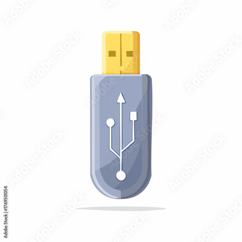Illustration of universal serial bus flash drive for portable digital data storage