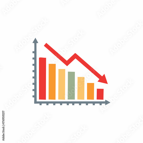 Free Download Financial decline bar chart with red arrow illustrating negative growth and market recession - GFXLoad