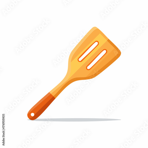 Bright orange slotted kitchen spatula cooking utensil vector illustration