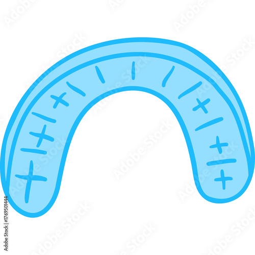 Light Blue Mouthguard Device With Measurement Markings On Transparent Background Protects Teeth During Sports And Activities