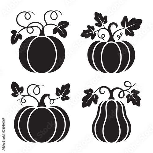 PrintPumpkin and Squash Silhouettes Vector Set