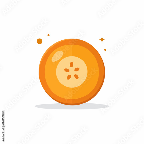 Cartoon orange fruit slice with seed graphic element design