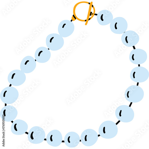 Light Blue Pearl Necklace with Gold Clasp and Transparent Background
