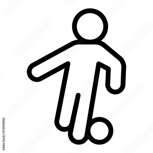 Football player line icon, football sport concept. Vector graphics. Sportsman with ball, soccer sign on white background, style icon mobile or web design.