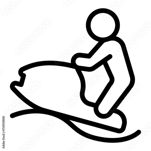 Athlete man on gyroscooter in the sea line icon, summer sports concept. Vector graphics. Man on a water scooter, sport sign on white background, style icon mobile or web design.