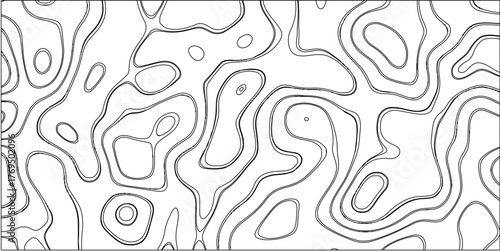 Abstract topographic contour lines forming a complex organic pattern with varying density and shape creating a visually intriguing monochrome background texture