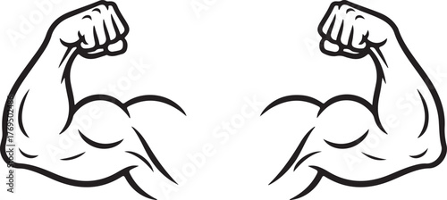 Muscle Icon – Strong Arm Muscle Flat Vector Illustration