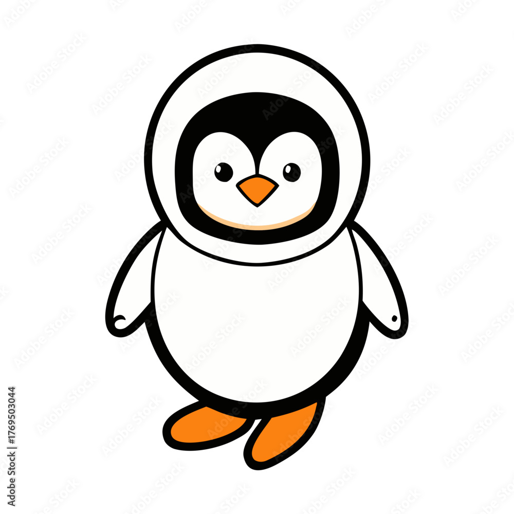 Fototapeta premium astronaut penguin floating with helmet on white background