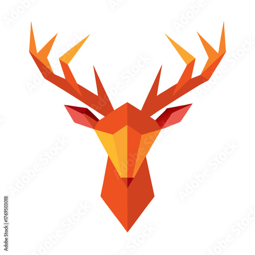 a single simple reindeer hoof print in the snow on white