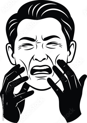 Distressed man illustration showing pain and emotional suffering art