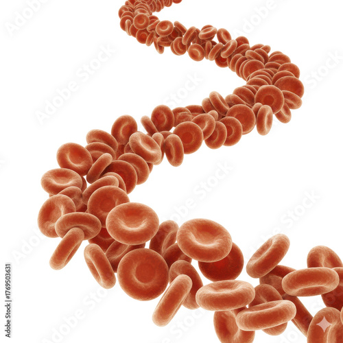 Flowing Red Blood Cells Medical Illustration Realistic 3D Render on Black Background