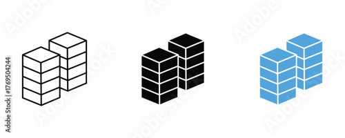 Stack icon set vector on white background. arrangement, structure, shape, geometric, symbol.