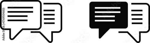 Black and white chat vector icon eps 10, communication vector icon. 