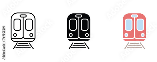 Subway train icon set vector on white background. metro, railway, railroad, symbol.