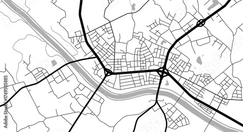 Detailed city map illustration road network urban planning design art
