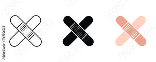 Band aid icon set vector on white background. bandage, medical, health, care, symbol.