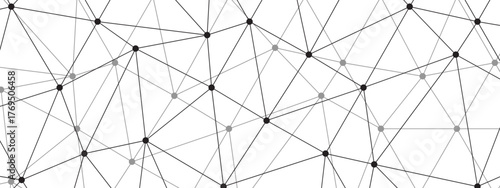 Black and White Abstract Network Connection Background, with Interconnected Pattern of Geometric Lines and Dots. Visualizing Technology, Data, Social Media, and Digital Communication