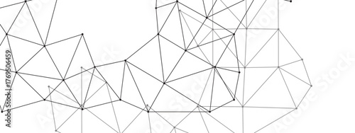 Black and White Abstract Network Connection Background, with Interconnected Pattern of Geometric Lines and Dots. Visualizing Technology, Data, Social Media, and Digital Communication