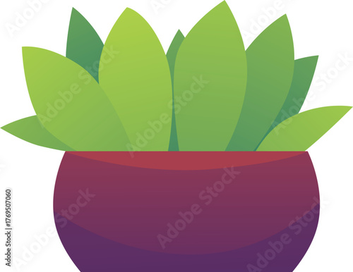 Green plant in brown pot vector flat icon, cartoon potted flower in container, succulent, aloe, floral home decoration