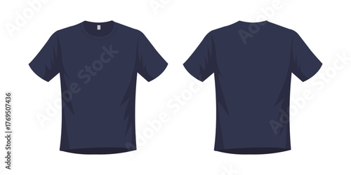 Navy blue tshirt for apparel mockup. vector illustration 