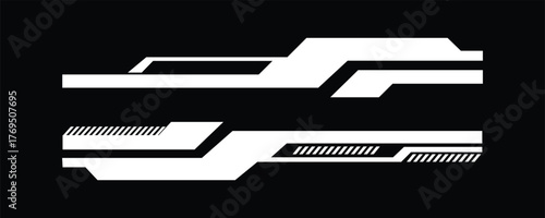 Futuristic white racing stripe. Futuristic cyberpunk HUD elements collection. Futuristic interface ui elements. Holographic hud user interface elements. vector illustration 