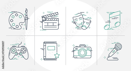 Collection of creative arts and entertainment icons 2.