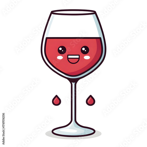 Wine glass in emoji style, isolated on white background, representing celebration, elegance, and social gatherings