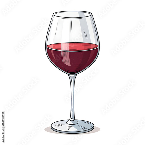 Wine glass in emoji style, isolated on white background, representing celebration, elegance, and social gatherings