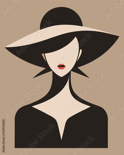 Elegant woman in a widebrimmed hat, exuding sophistication and style with a touch of mystery girl avatar