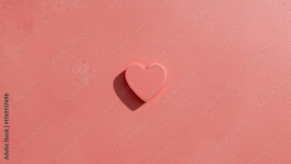 Fototapeta premium Heart on coral concrete backdrop