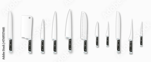 Knives. Set of kitchen knives clipart vector illustration. Knife with tree handle . Kitchen concept icon logo. Vector