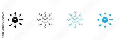 Discover the power of distribution with these icons representing scalability, delivery, and global expansion. Perfect for business and tech ventures. Modern and impactful.