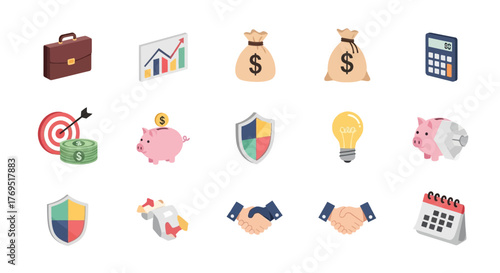 Isometric Business and Finance Icons Collection.