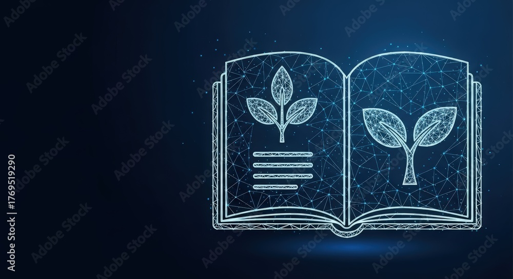 Fototapeta premium Digital book showing plant growth and knowledge