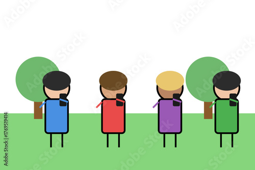 This icon depicts a person busy playing with a cellphone in a public place.