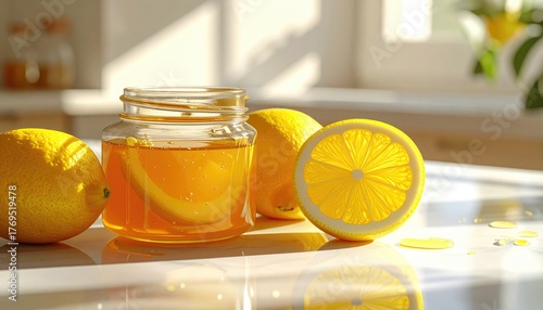 Honey and Lemon Arrangement in Bright Kitchen Setting