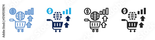 Global Market Icon Collection Featuring Multiple Styles