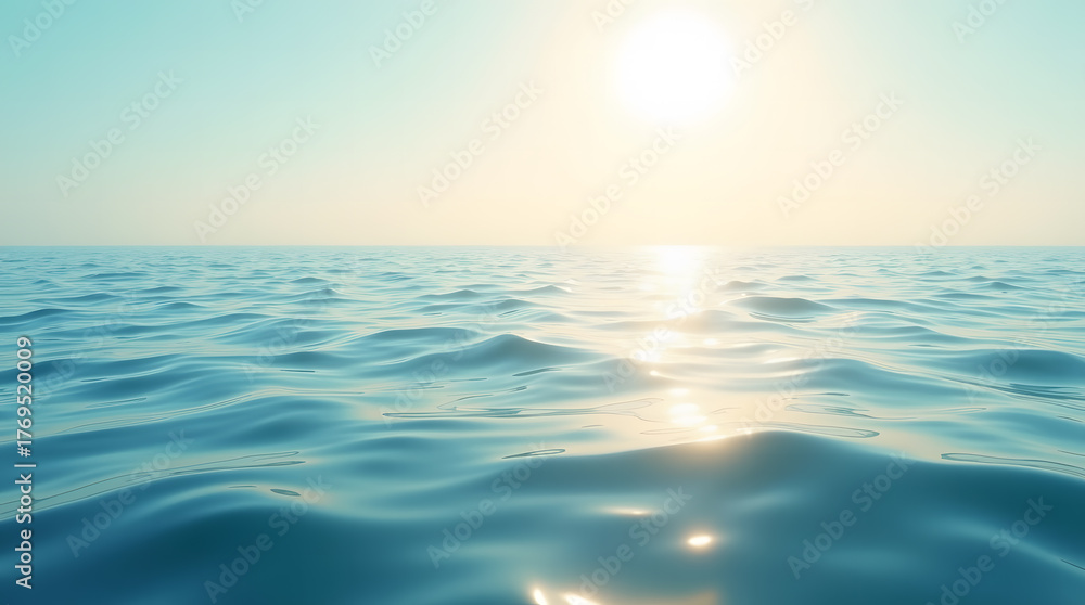 Fototapeta premium Tranquil Ocean Horizon with Sun Glow