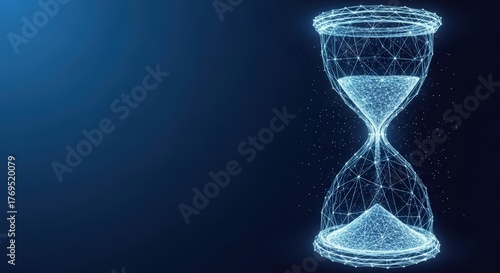 Digital hourglass illustrating the flow of time and technology