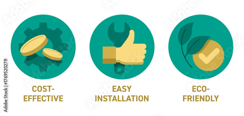 Multi-purpose icons in flat colors - Cost-effective, Easy installation, Eco-friendly
