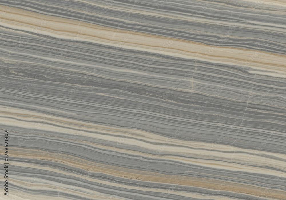 Obraz premium Horizontal layers of natural stone with grey, beige, and white banding and linear patterns in polished mineral surface
