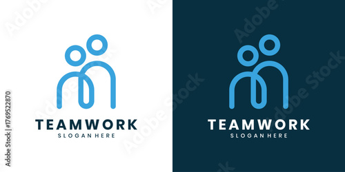 Teamwork logo design with two people icon