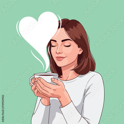 Find your inner peace savoring a warm cup of coffee and self love in the morning