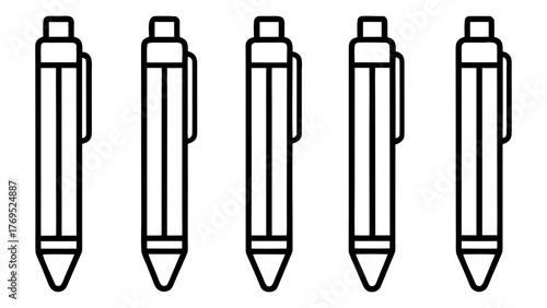 Vector art of Collection of mechanical pencils, precision writing tools for drafting, sketching, and detailed work