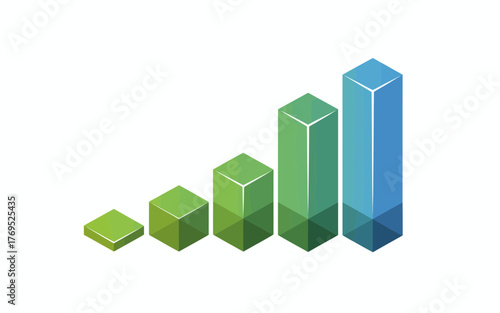 Isometric 3d bar chart showing a clear upward trend with green and blue bars representing increasing data values and growth Free Download Isometric 3d bar chart showing a clear upward trend with green and blue bars representing increasing data values and growth - GFXLoad