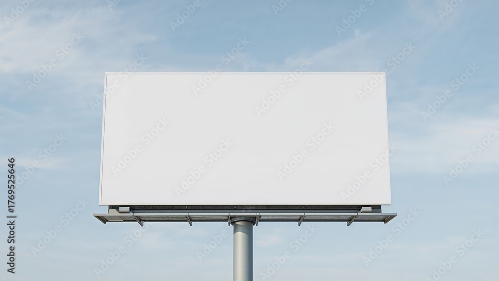Fototapeta premium Blank white billboards for advertising and promotional templates, cloudy blue sky background